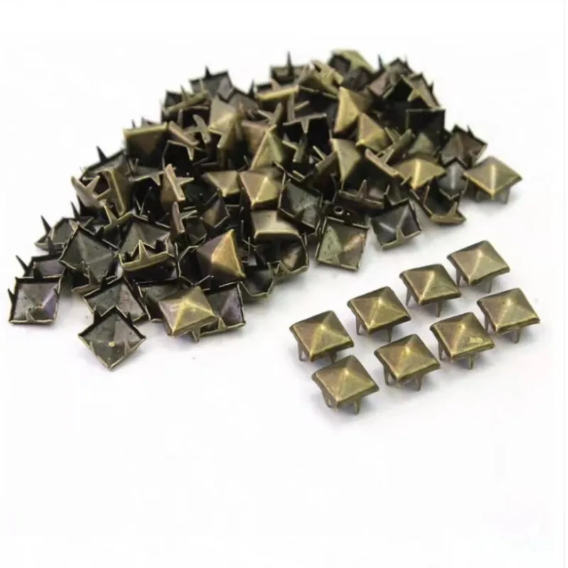 100 Pcs Carr&eacute; Pyramide Spike Rivet Goujons Spots Cuir Artisanat 8mm