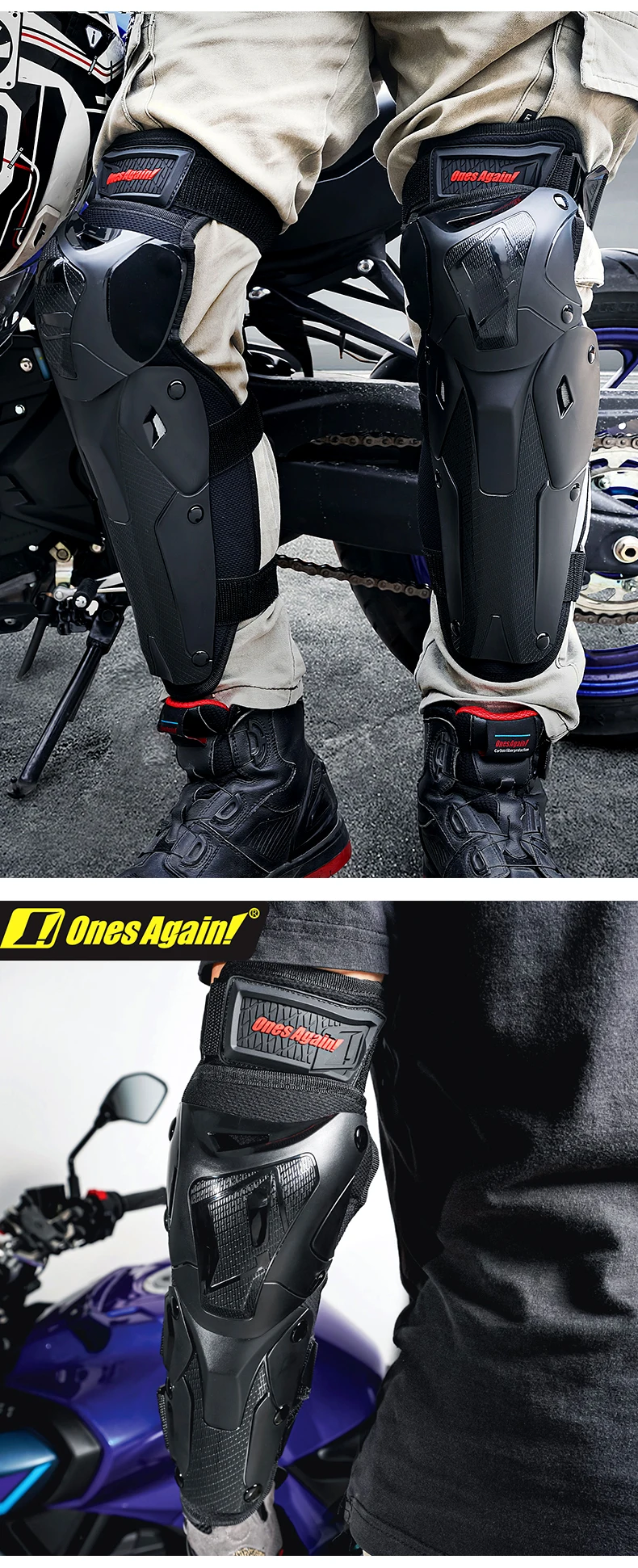 Ones Again Ce2 Motorcycle Knee Pads Motocross Elbow Pads 4 Pieces Set