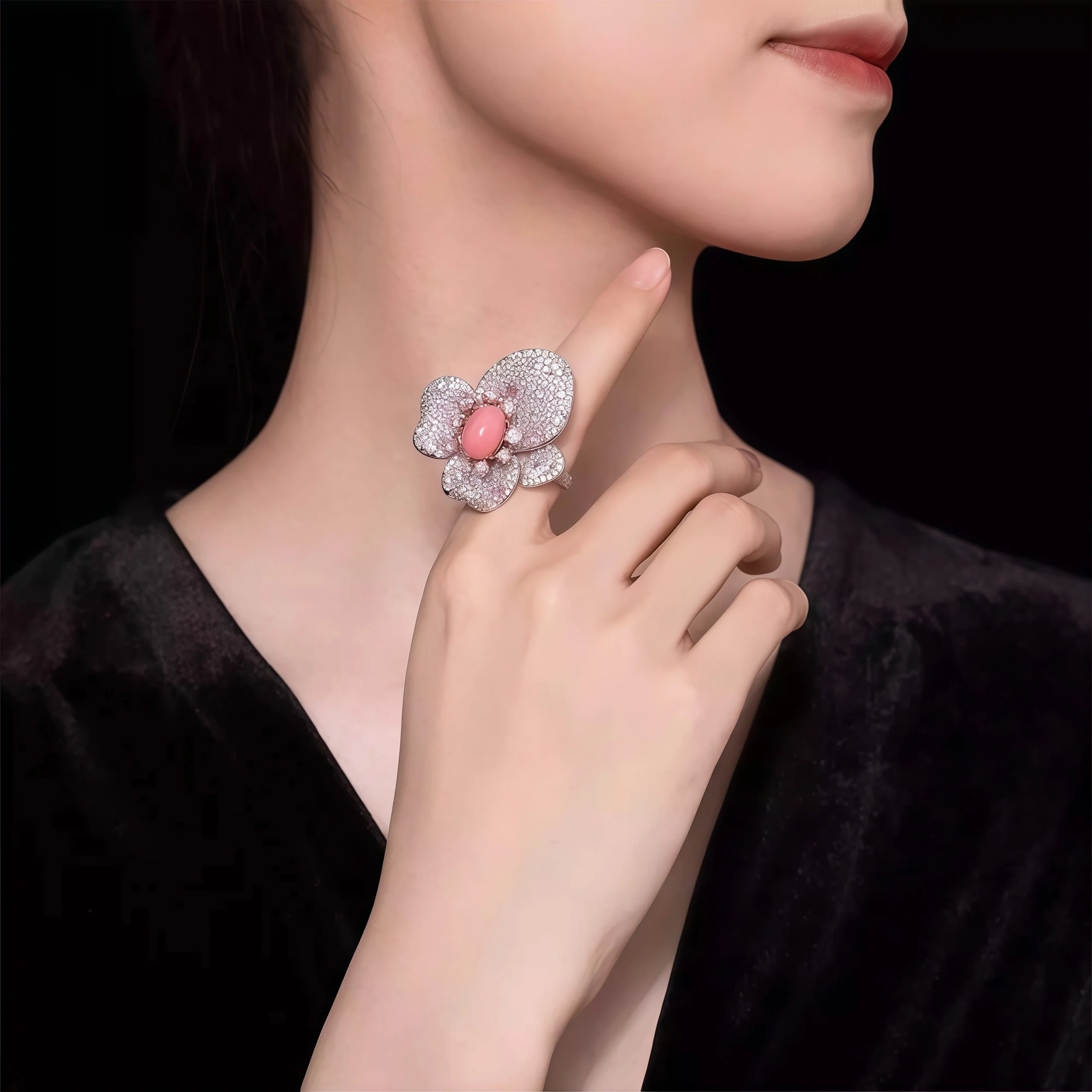 MUSHAN Jewelry Factory Luxury Designer 925 Sterling Silver Rings Women Fine Jewelry Pink High Carbon Diamond Flower Wedding Ring