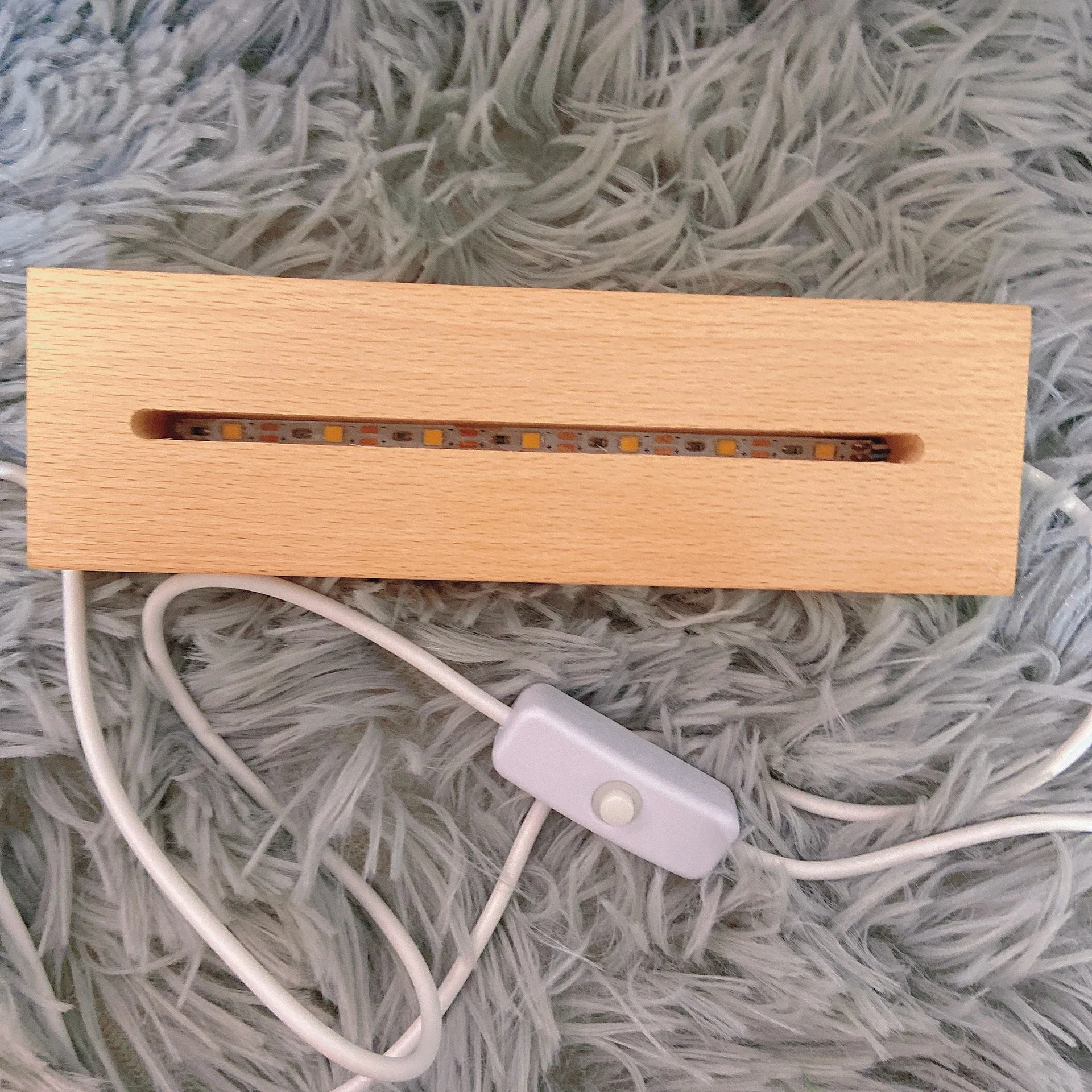 Wooden Round Shape Led Lamp Base For Led Light Holder Crystal Display