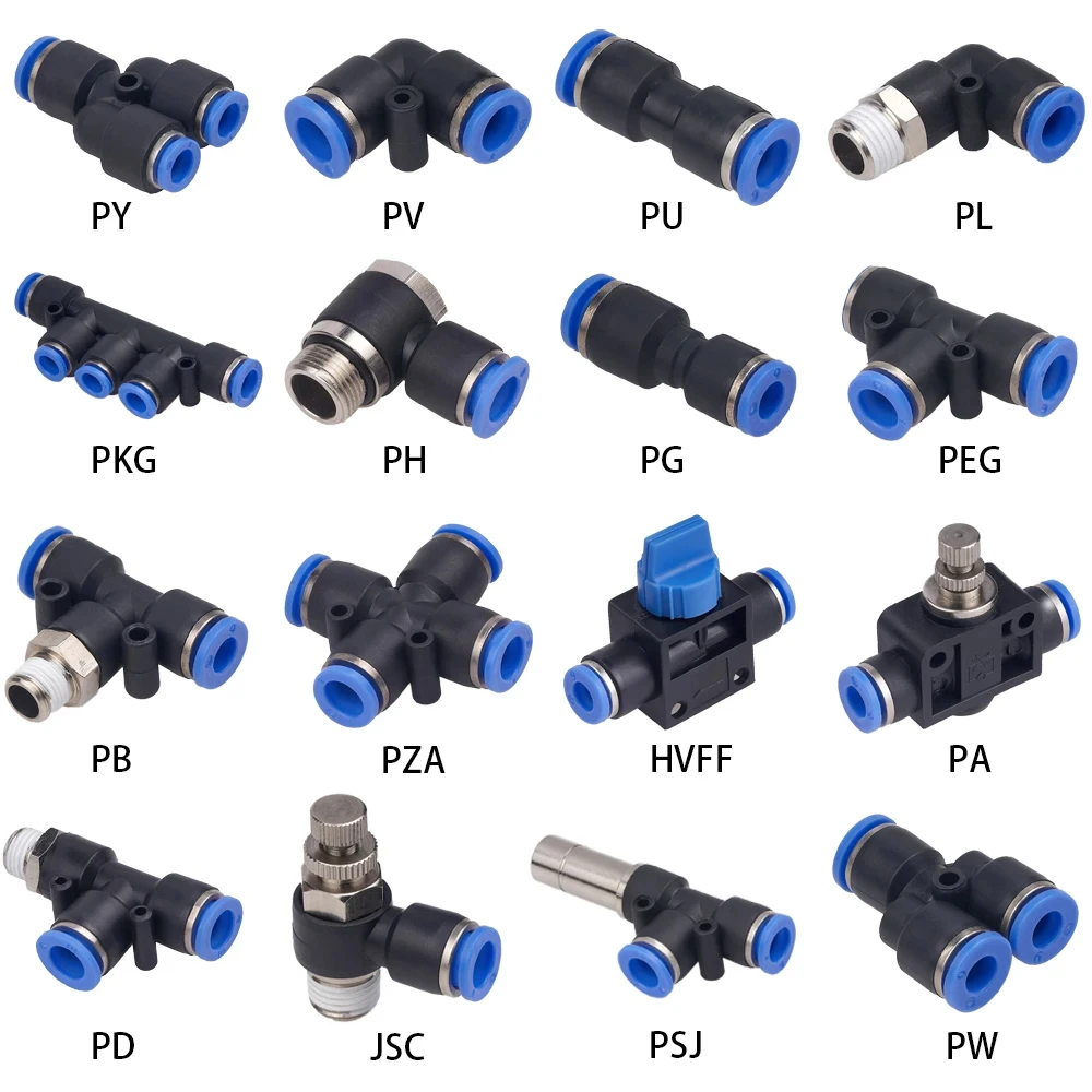 4mm 6mm 8mm 10mm 12mm Pneumatic Quick Fitting Connector Universal Thread Pu Fittings Connectors
