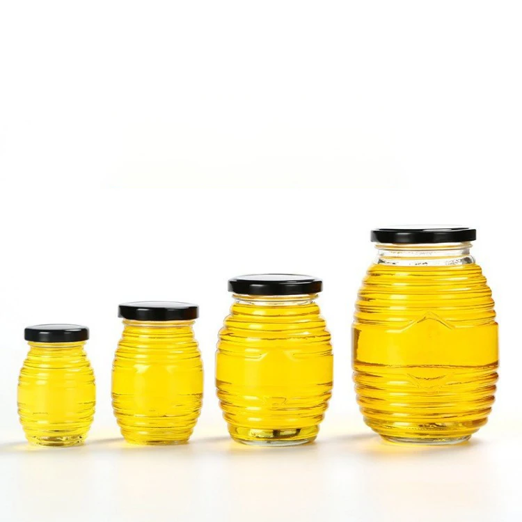 DD1839  Empty 16 32 oz Screw Glass Bee Storage Dispenser Jam Airtight Lid Bottle Pot Container Thread Beehive Honey Mason Jar