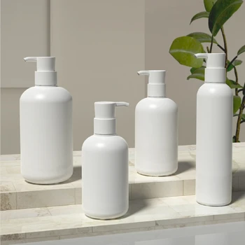 Eco-friendly white HDPE 200ml 300ml 400ml 500ml Soft plastic Shampoo Bottle with pump