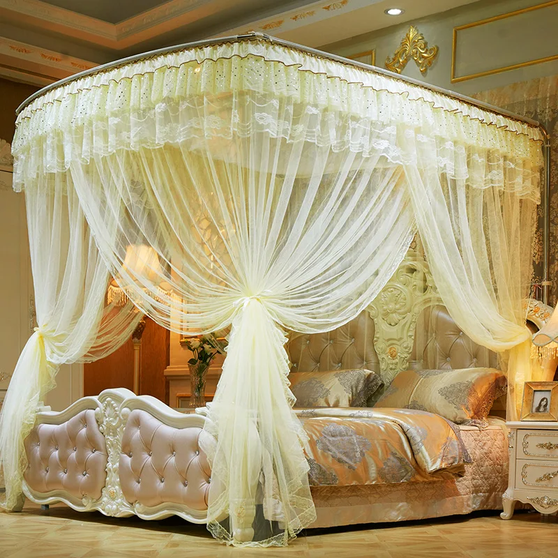 U Shape Guide Rail Adjustable Free Flexible Three Doors Warm Home Decoration Mosquito Net