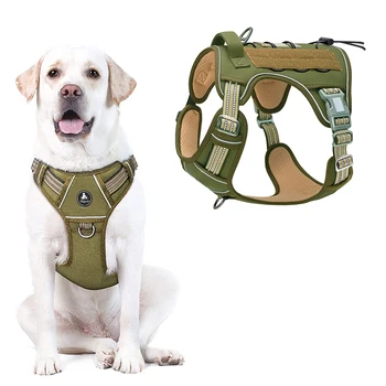 Lynpet Manufacturer Heavy Duty 1000D Nylon Reflective Luxury Dog Tactical Harness Vest Pet Chest Harness