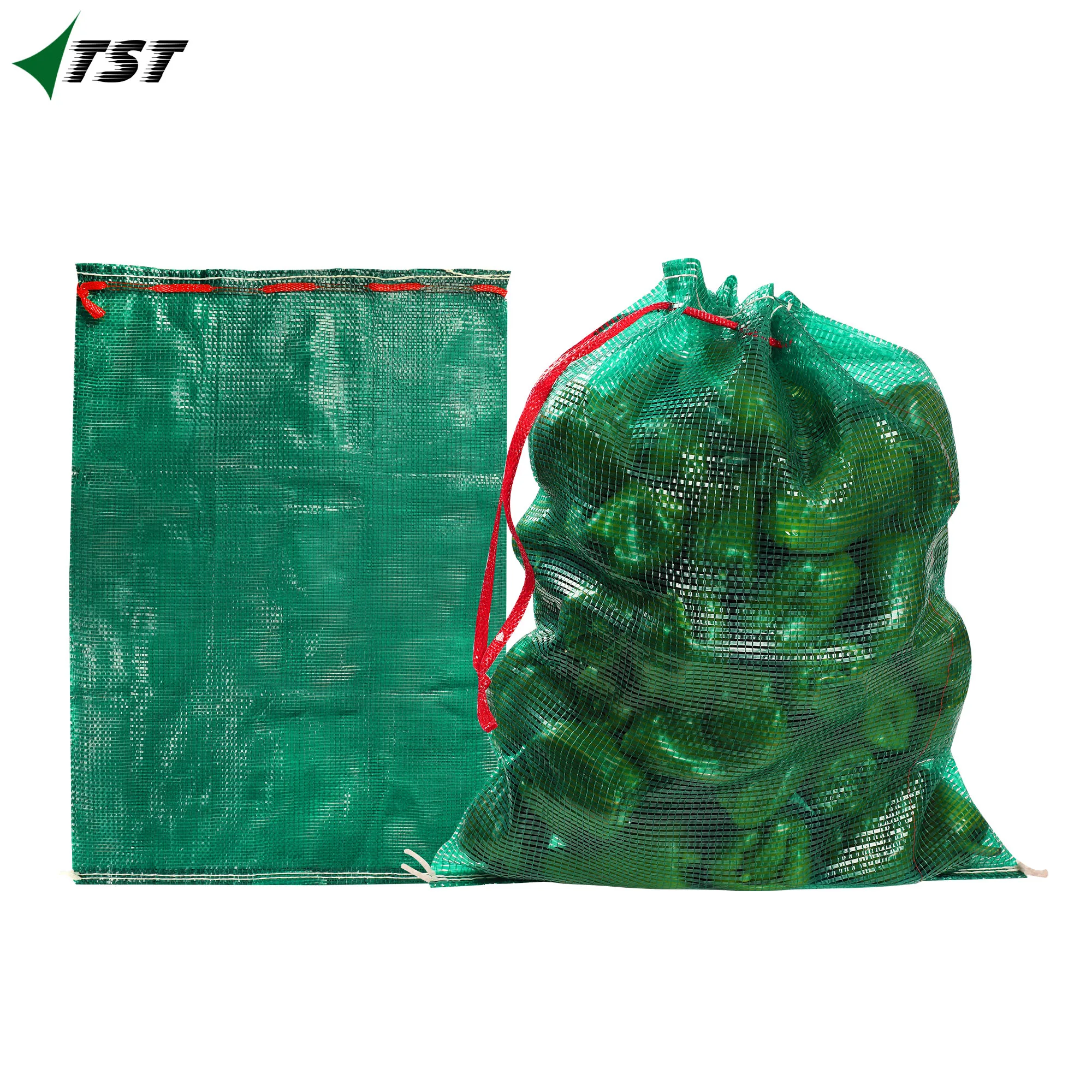 Red Tubular Mesh Bag for Packaging Potatoes Onions Plastic PP Mesh Bag with Custom Drawstring and Sizes for Senegal Markets