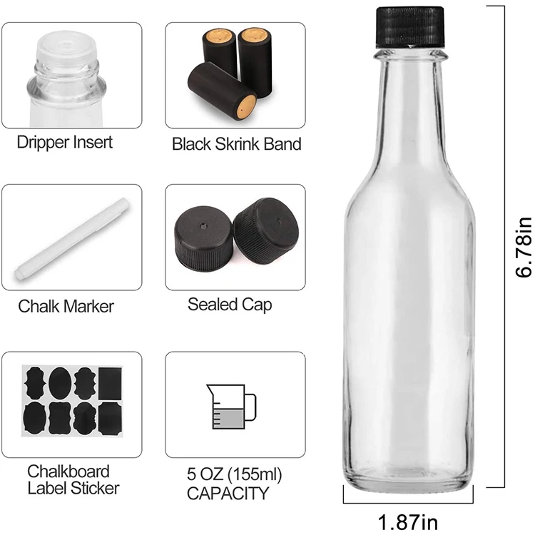 clear glass woozy bottles with shrink capsules