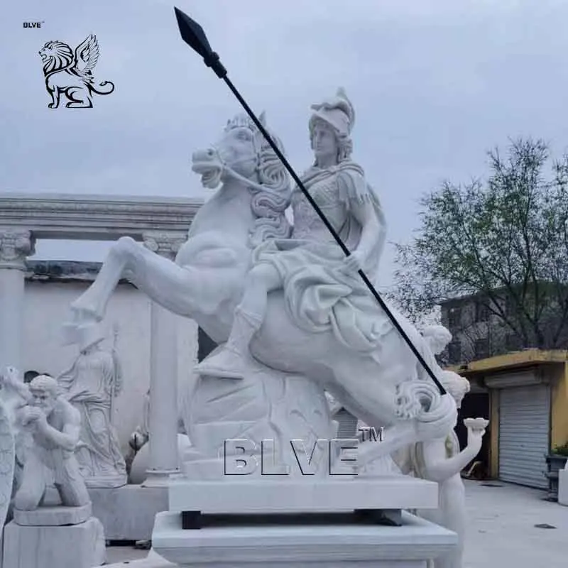 BLVE 手彫り等身大ギリシャ英雄戦士石像アキレス像庭園装飾ローマ兵士