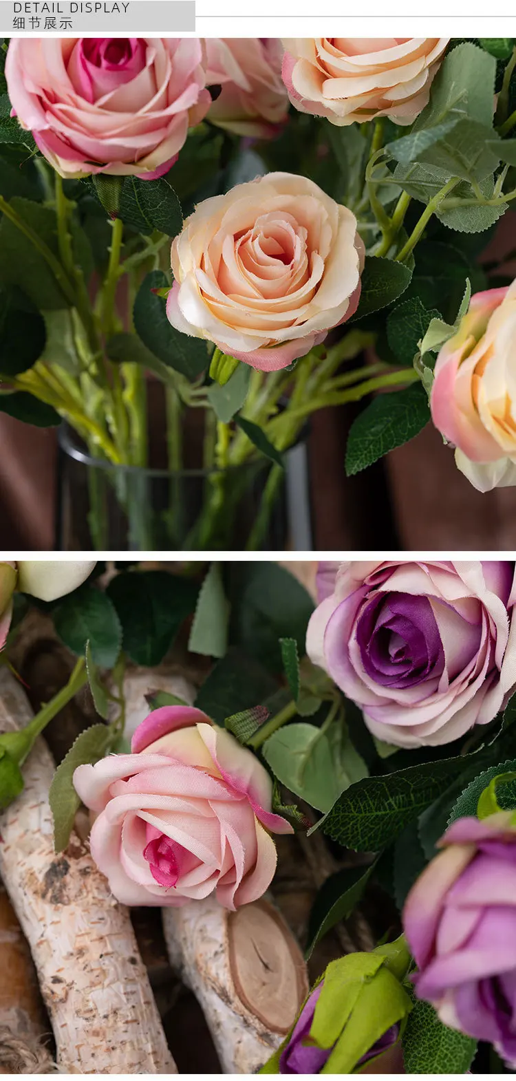 4 Roses Artificial Flower Plant Bonsai Wedding Decorations Ins Style Plant Wall Manufacturer