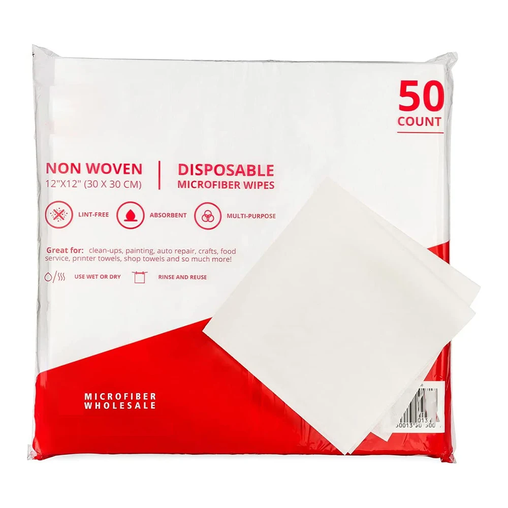 Custom Printing Disposable Small 40x40 Microfiber Cloth Non Woven Reusable Cleaning Wipe Lint