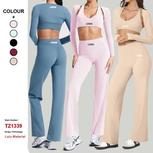 Custom High Quality Conjunto De Yoga Wear Zipper Jackets Women Workout Top Suit Fitness Long Sleeve Running Tracksuits Sport Set