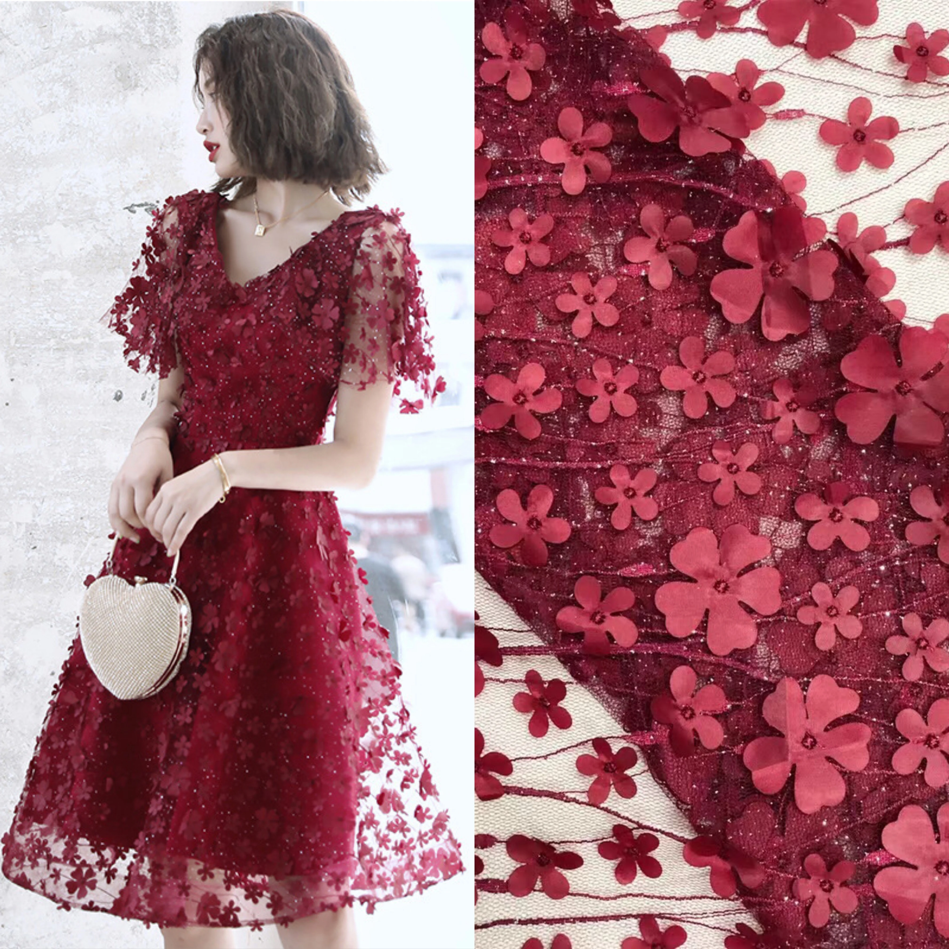 French Net 3d Flower Lace Fabric Ivory Small Bridal Wholesale