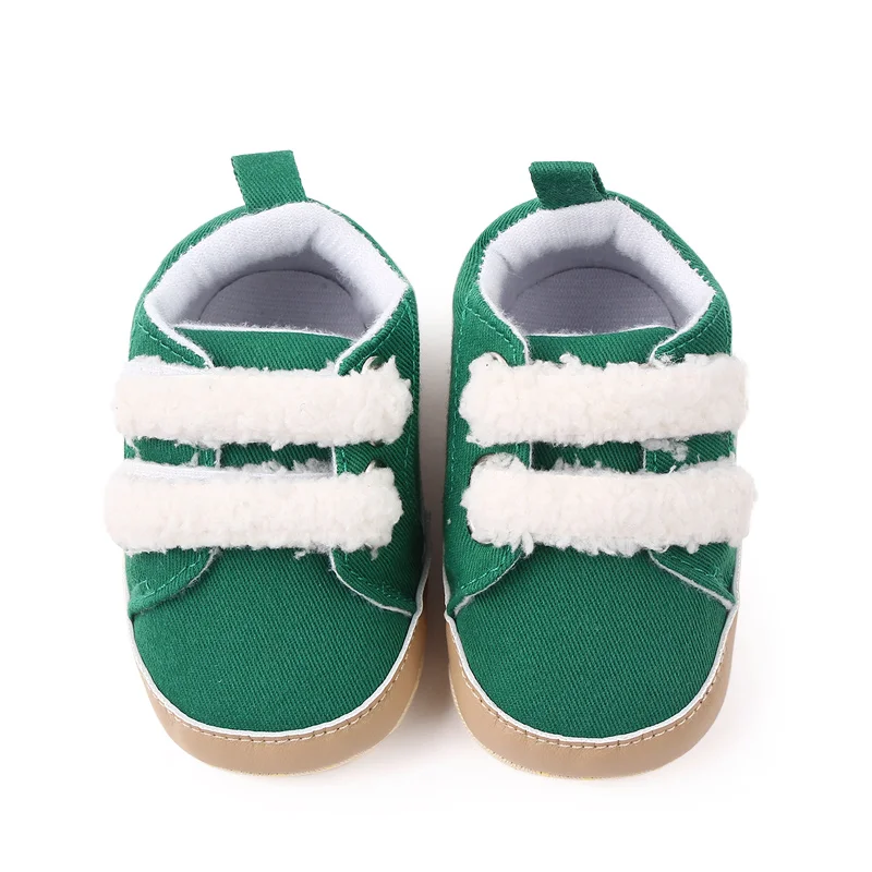 Spring Autumn Plush Hook&loop Soft PU Leather Baby Newbron Shoes for Boys and Girls manufacture
