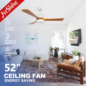 1stshine LED Ceiling Fan 52 Inches Fancy 3 Solid Wooden ETL Certificate Ceiling Fan with LED Light and Remote