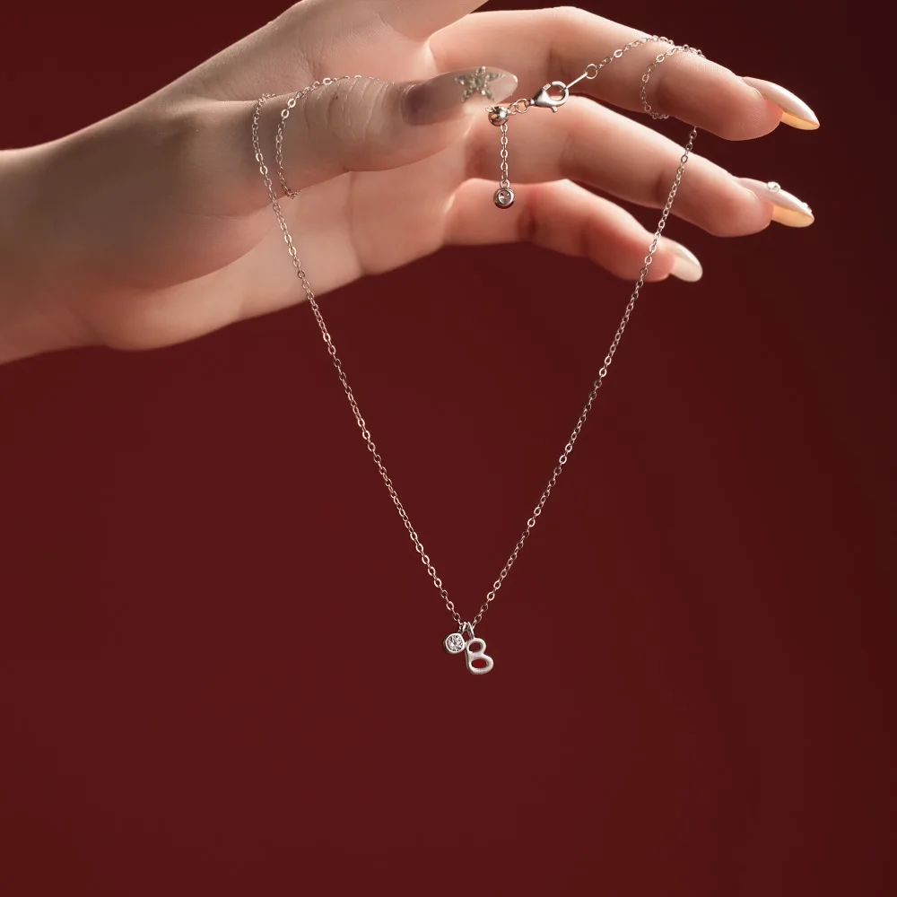 KAKODIY Initial Necklace Rhodium Plated 925 Sterling Silver 5A Zirconia Small Initial Monogram -B- Pendant Necklace for Women detail 1