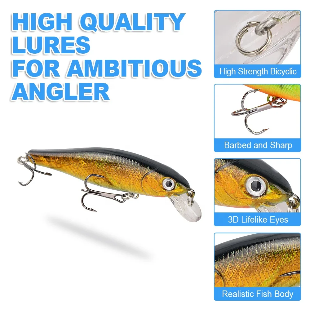 YUEYANG 10g Casting Fast Floating Plastic Minnow New Type Hot Selling Saltwater Lures Fishing Best Hardware for Big Game