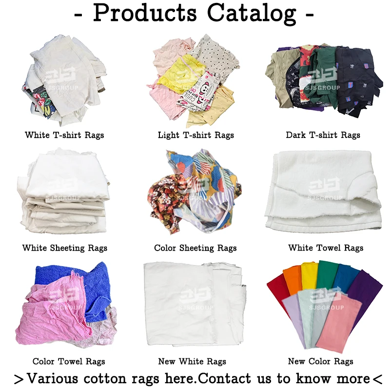White Cotton T-Shirt Rags for Marine Cleaning - Durable Wiping
