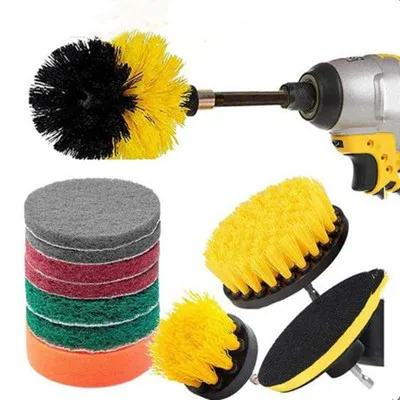 12 Pcs/Set Electric Drill Brush Scrub Pads Power Scrubber Cleaning Kit Cleaner 