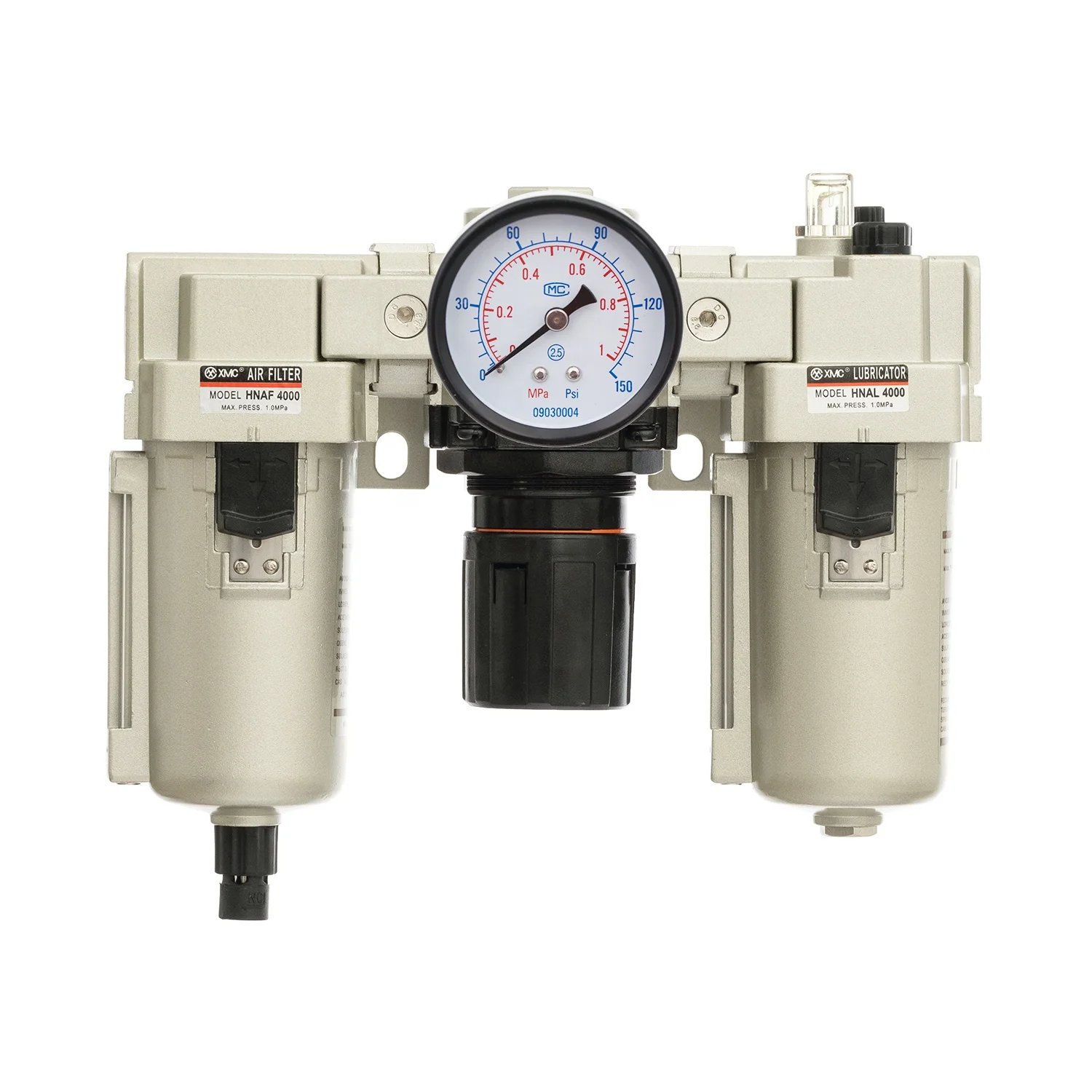 Air Pressure Regulator Filter Water Separator with Pressure Gauge Cast Aluminum 