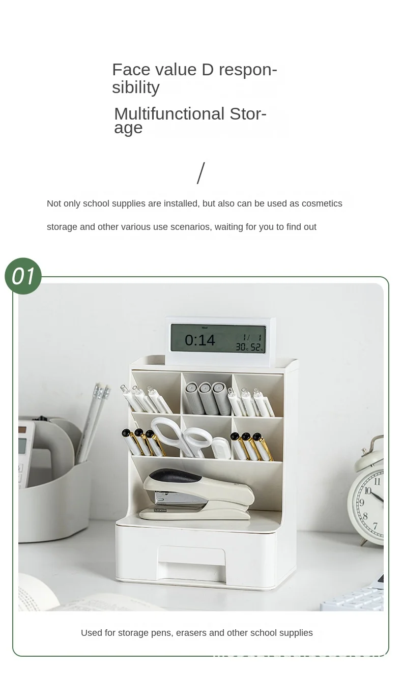 Inclined insert pen holder storage box office desktop light luxury wind pen bucket stationery_7