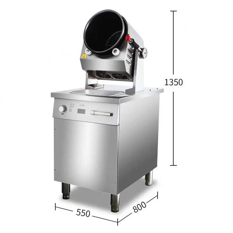 Wok De Cuisson Automatique 6L,Machine à Sauter Multifonction,Démarrage Intelligent En Un Clic, Trois Vitesses Réglables,Rotation à 360 °,Pour Faire