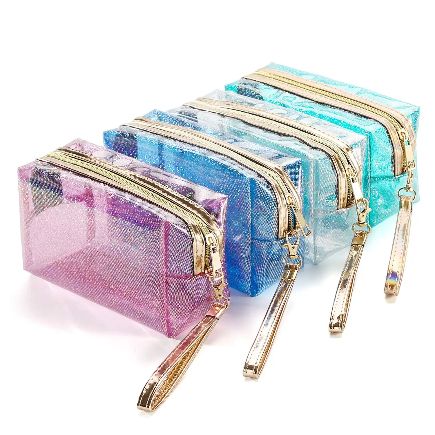 Source Waterproof Cosmetic Bags PVC Transparent Zippered toiletries Bag  with Handle Strap Portable Clear Makeup Bag Pouch on m.