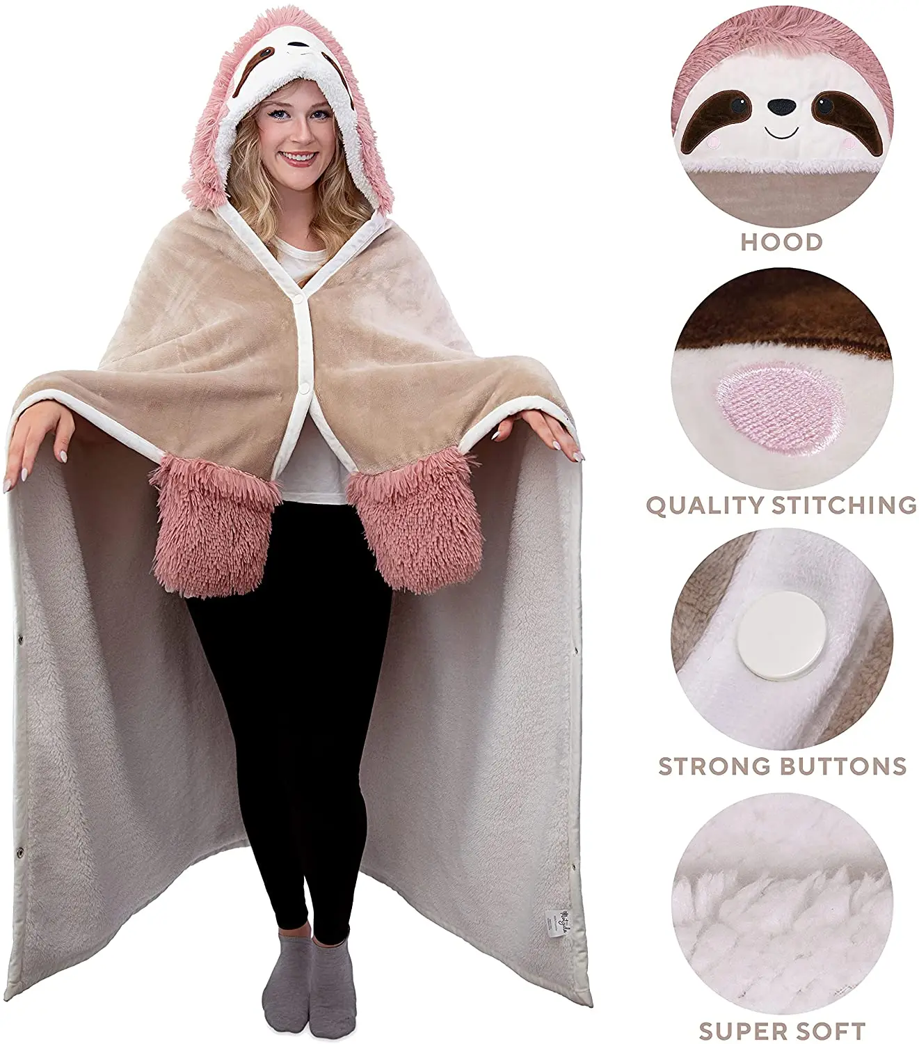 Coperta Con Cappuccio GoodtoU Balena - Regalo Perfetto Per Donna, Morbida E Indossabile, Taglia Unica, Con Maniche E Tasca