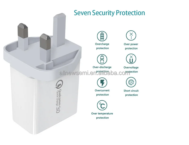 Three port British standard qc3.0 fast charging charger  QC-01