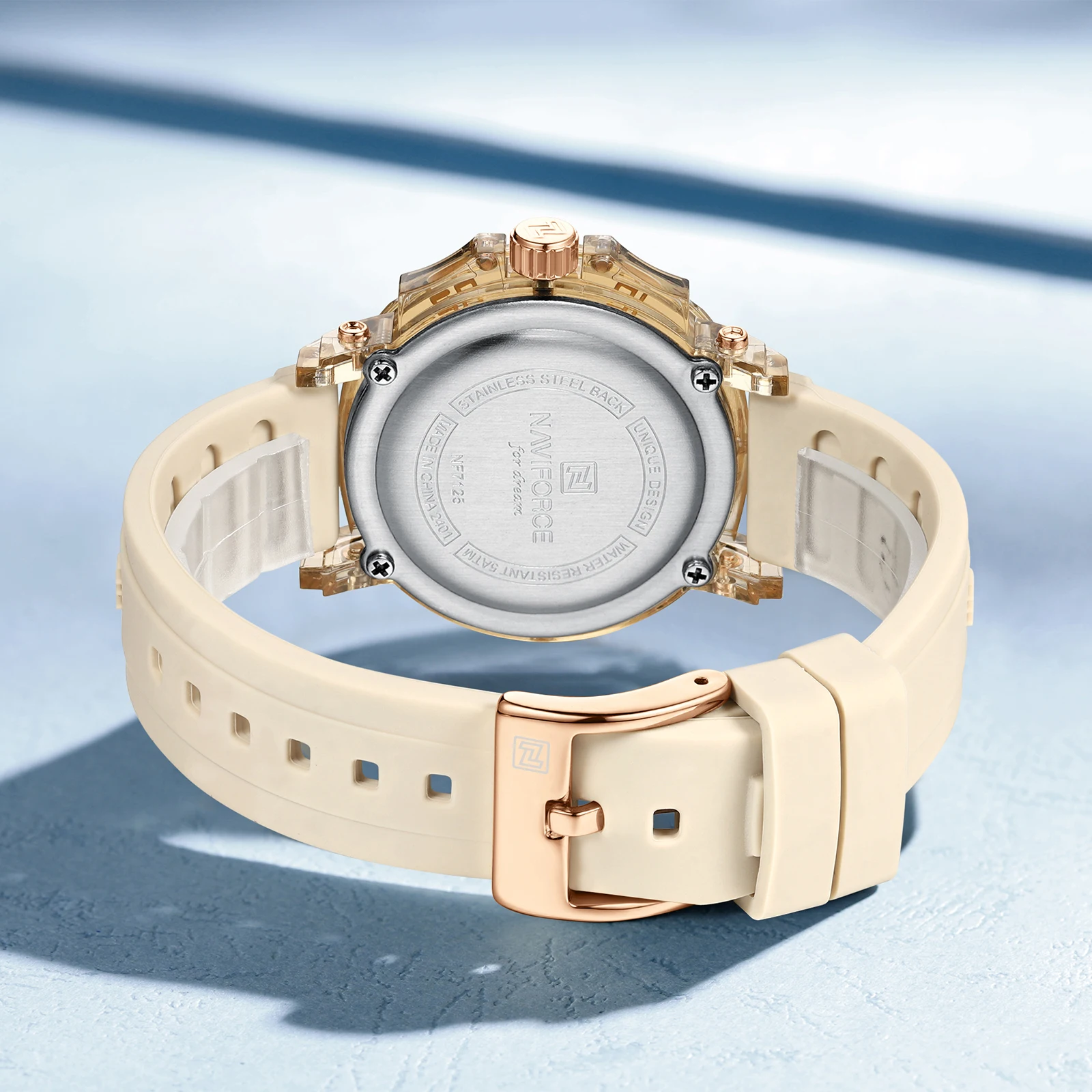 OEM NAVIFORCE Women's Casual Quartz Watch Waterproof Silicone Strap Calendar Display Luminous Pointer Ladies Fashion Watch