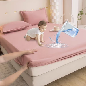High Quality Waterproof Mattress Cover Brushed Polyester Solid Color Mattress Protector Bed Fitted Sheet