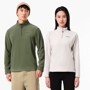 Men's and Women's Hiking Warm Half Turtleneck 200g Fleece Jacket Windproof 1/4 Zipper Outdoor Stand Slim  Unisex