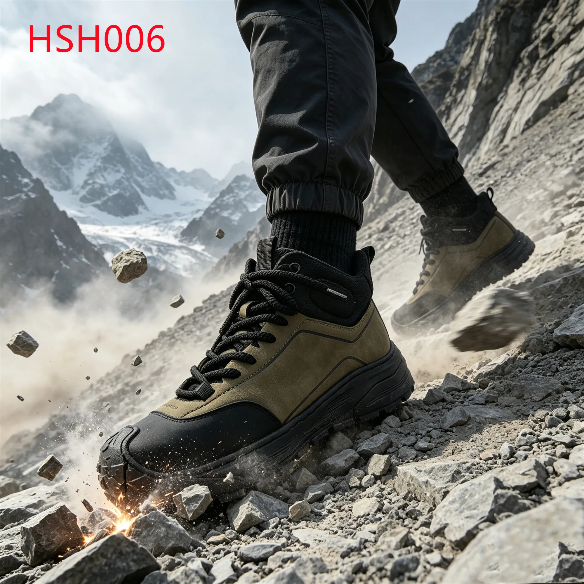 LXG,Steep Inclines Anti-kick Toe Design Hua Singh Hiking Boots Anti-shock EVA+rubber Sole Olive Brown/black Alpine Shoes HSH006