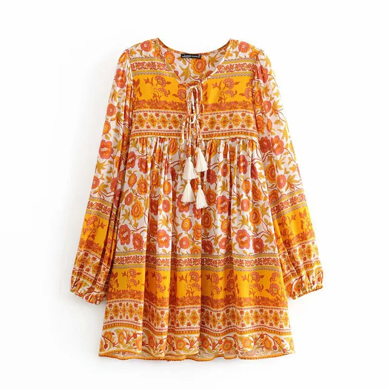 long sleeve hippie dress