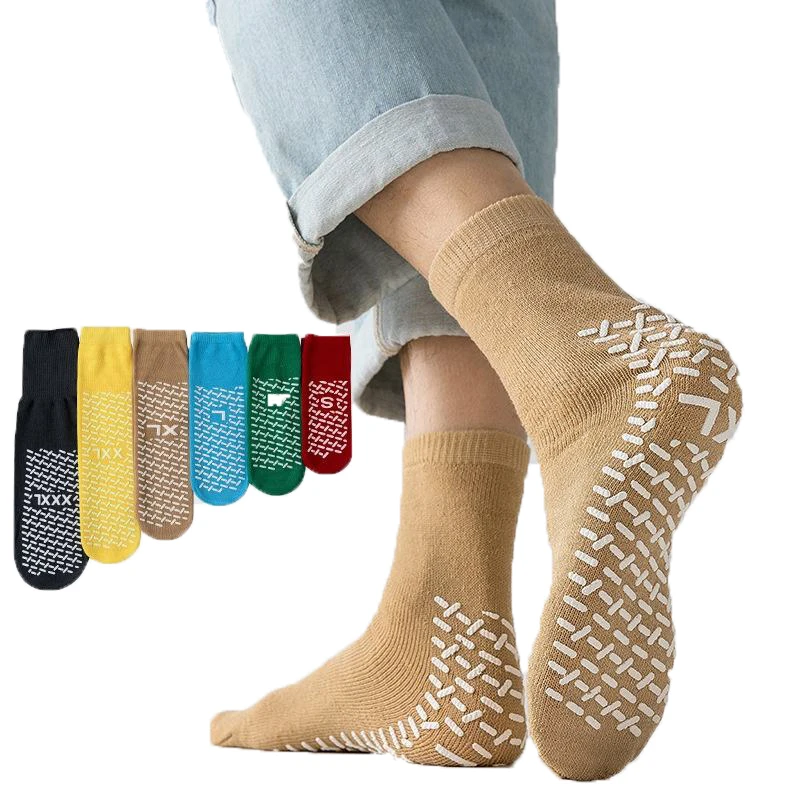 Polyester Ankle Non Slip Patient Socks Elderly Plus Sizes Tread Socks Non Skid Hospital Medical Socks