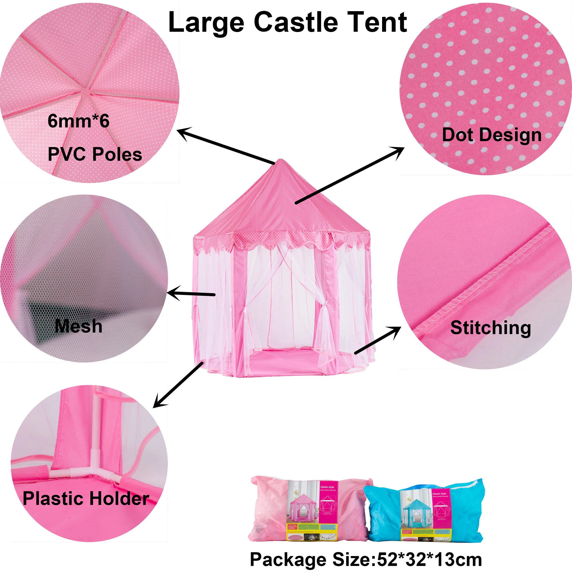 Indoor Children Play Pink Princess Castle Tent Kids Bed Tents,Outdoor