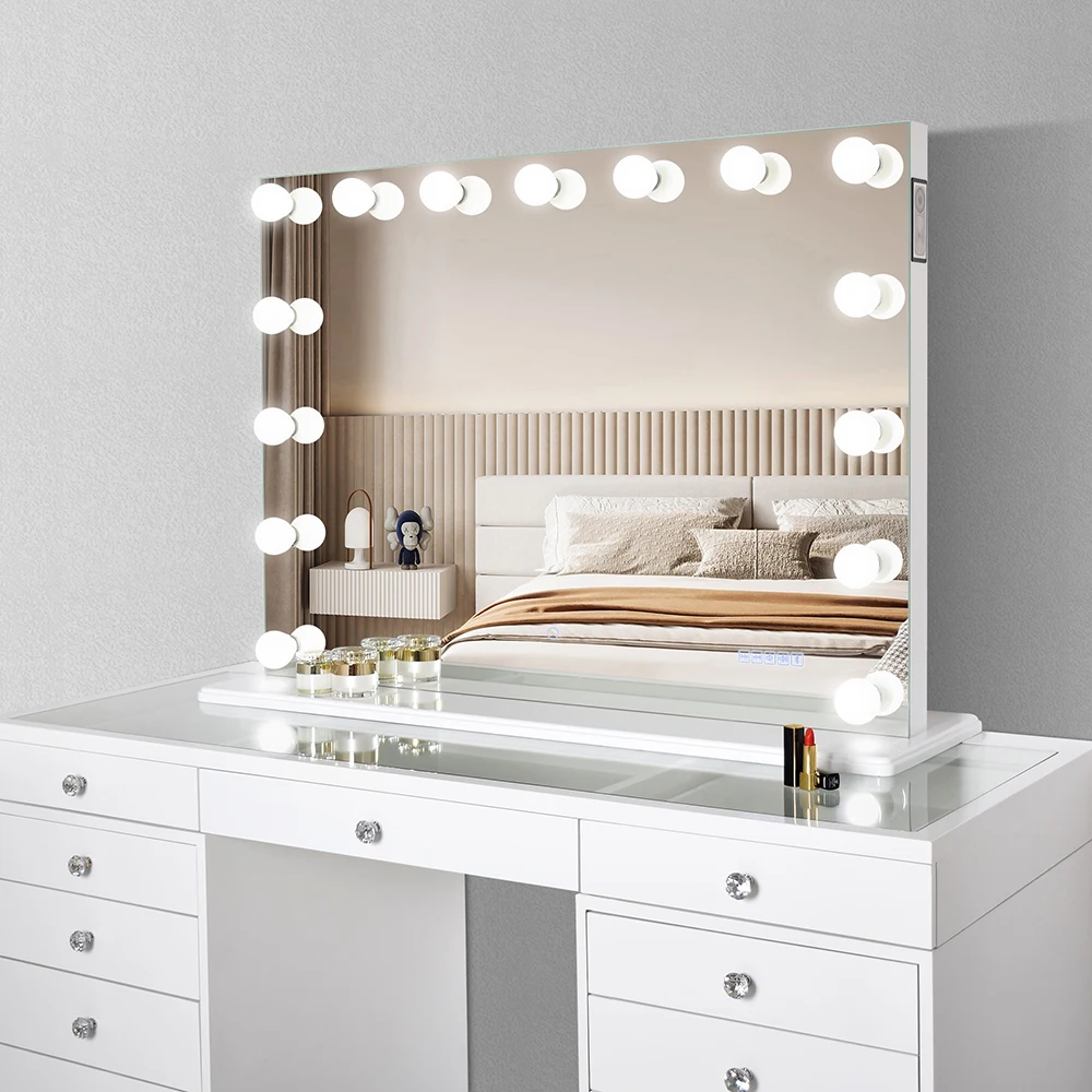 Desk Dressing Table Led Lighted Vanity Makeup Hollywood Mirror With ...