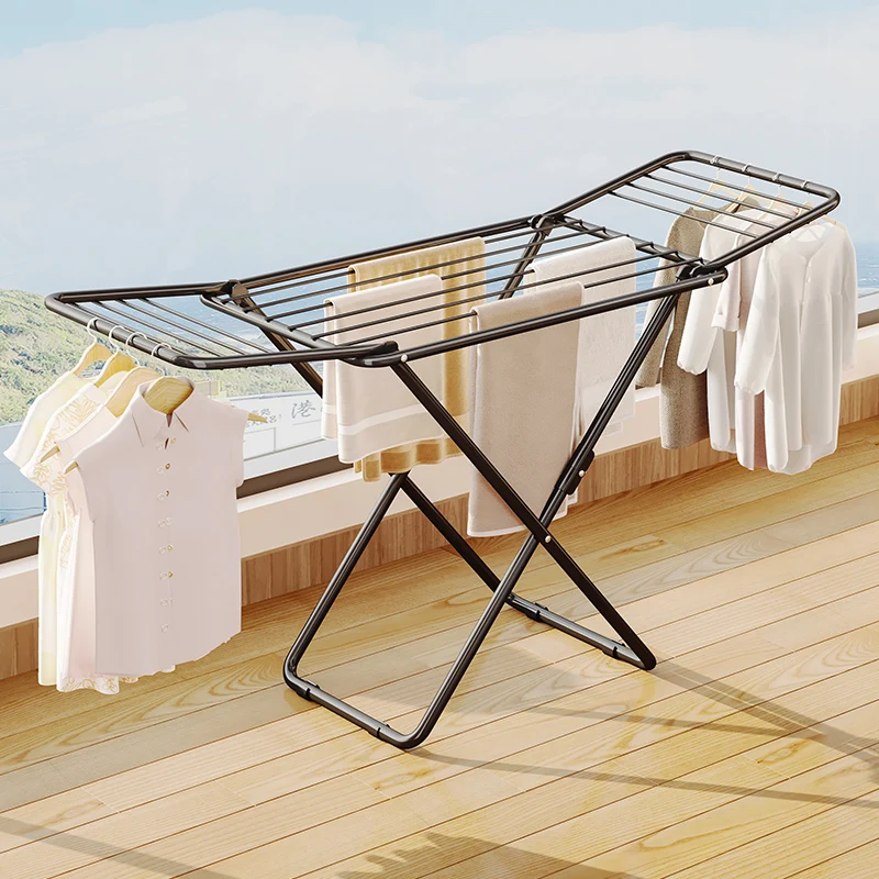 Floor-Standing Steel Type Home Hanger Clothes Dress Foldable Drying Rack Cloth Laundry Stand Drying Clothes Hanger Dryer Rack