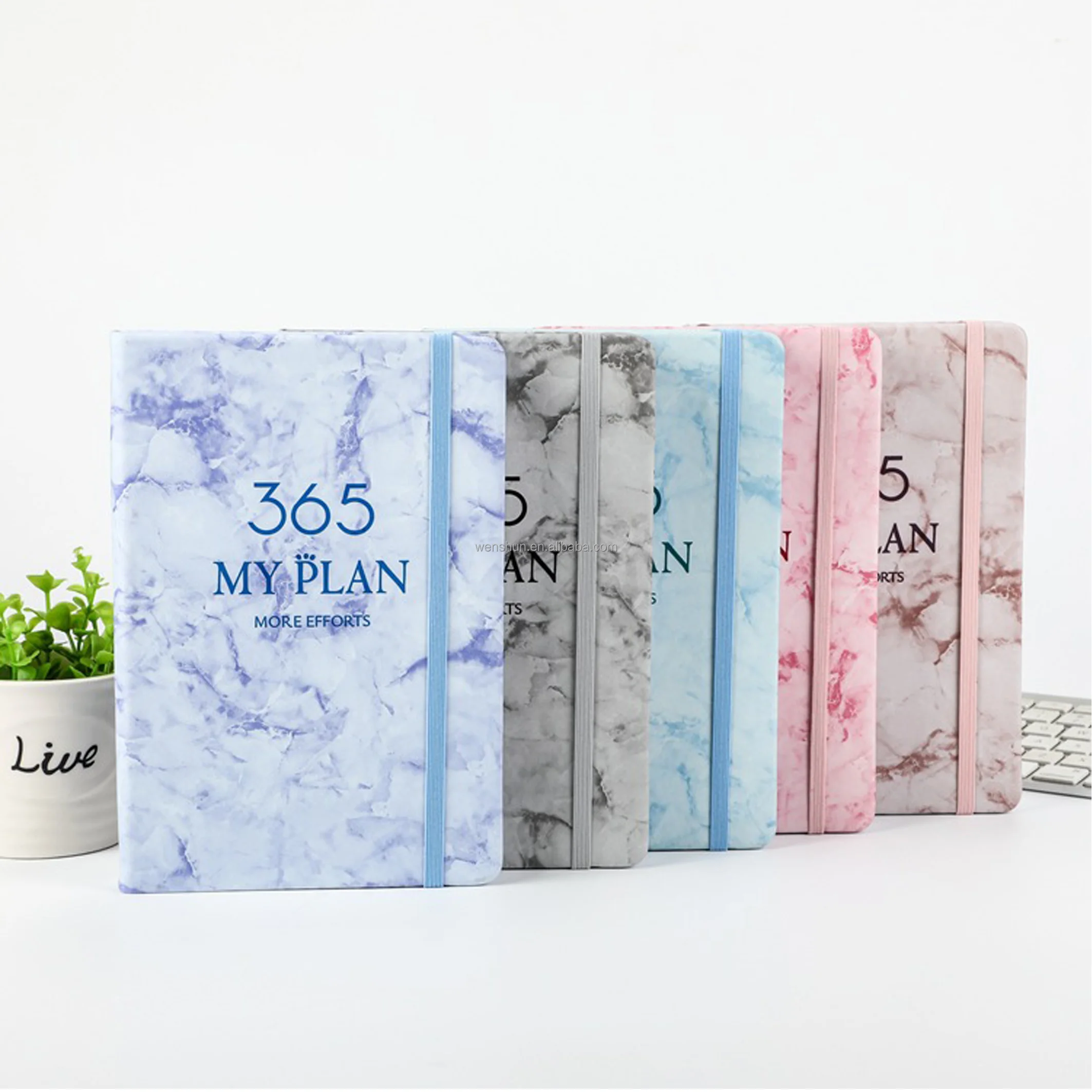 Wholesale 365 Days Diary Monthly Weekly Planner A5 PU Leather Notebook Custom Agenda 2024 Calendars Planners