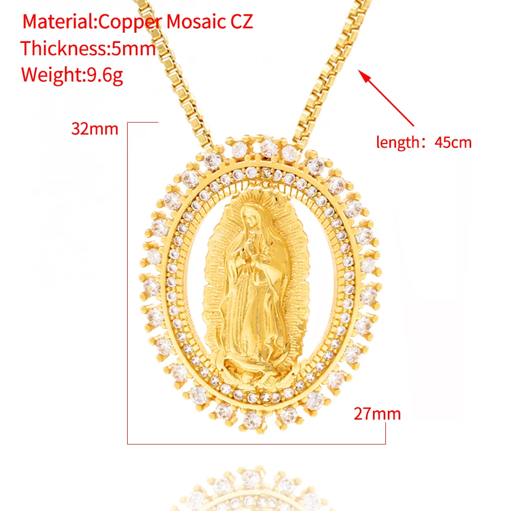 24K Gold Plated Mother Virgin Mary Pendant - Catholic Necklace