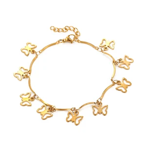 Trendy Butterfly Hologram Hollowed-out Stainless Steel 18K Gold Plated Customized Women's Bracelet-Wholesale Gift Jewelry