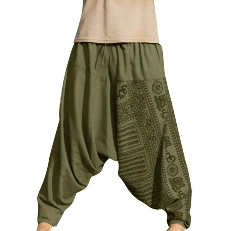 Men Long Casual Print Loose Trousers 