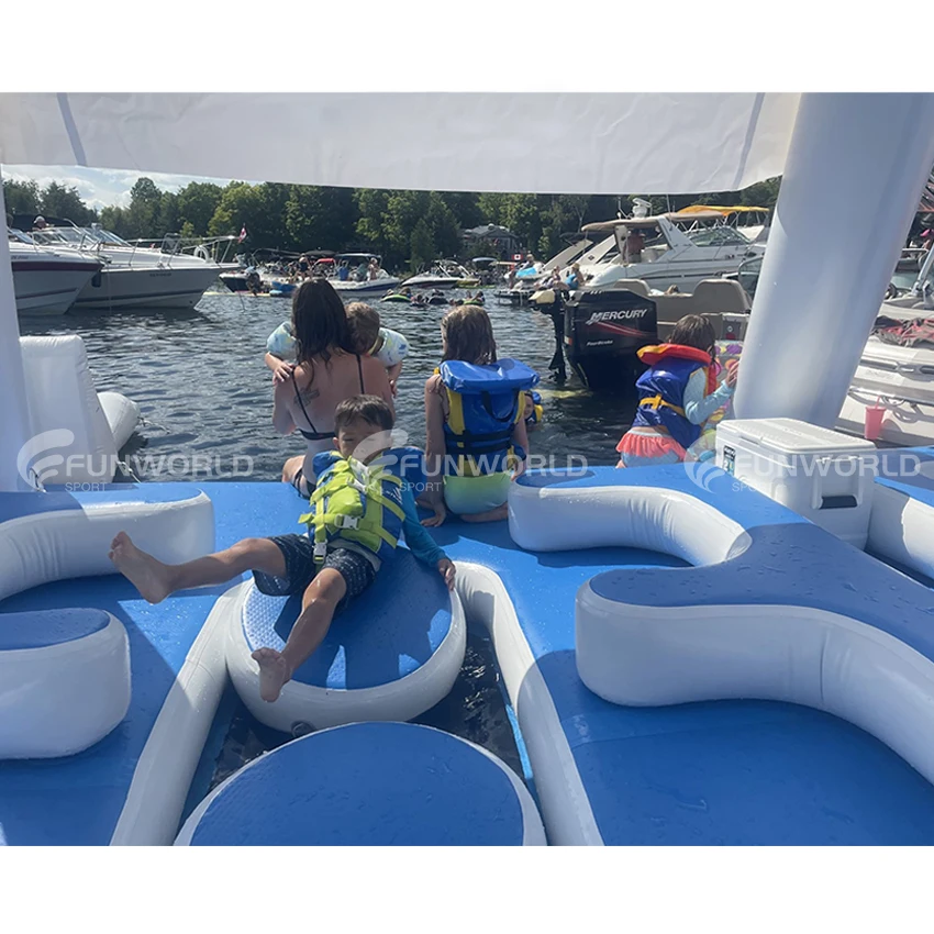 Outdoor DWF Inflatable Floating Island Raft with Canopy