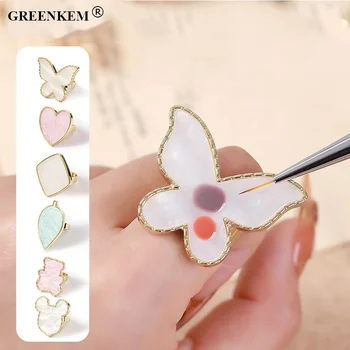 Nail Ring Color Palette Agate Gold Border Resin Crystal Painted Mixing Drawing Paint Plate Nail Art Display Tools