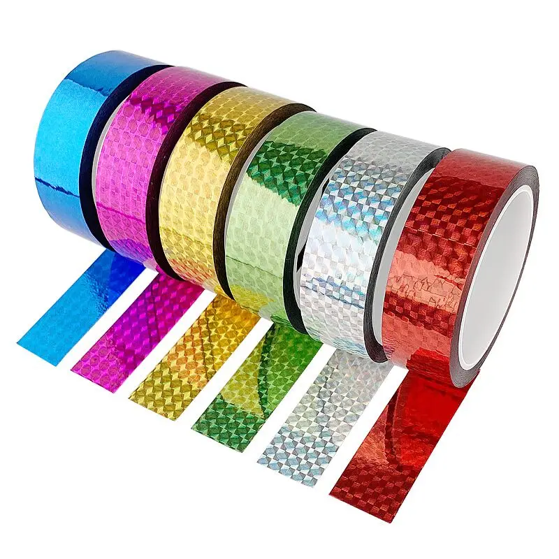 Gold/Silver Colorful Reflective Tape for Wedding DIY Decoration Gift Box Children Laser Tape