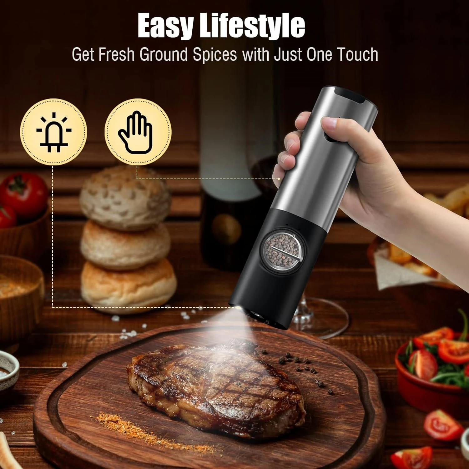 Hot Selling Electric Pepper Grinders Automatic Rechargeable Salt And