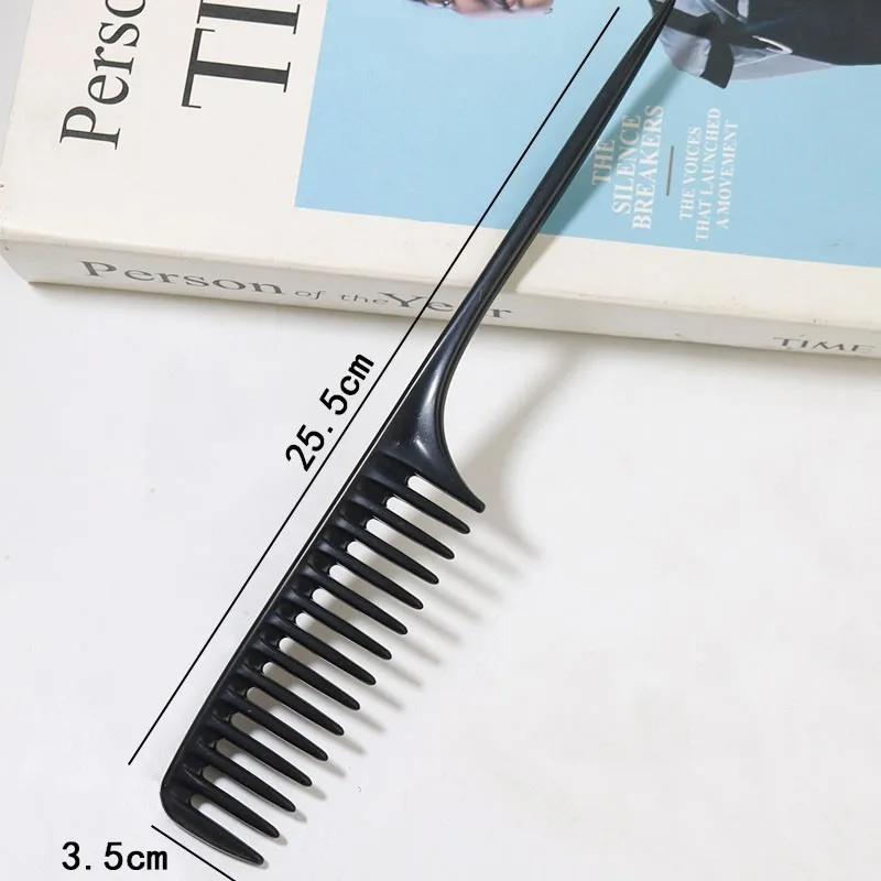 Wholesale Custom Plastic Anti-static Rat Tail Comb Thickened Wide Tooth Styling Hair Comb Large Size Hair Parting Comb