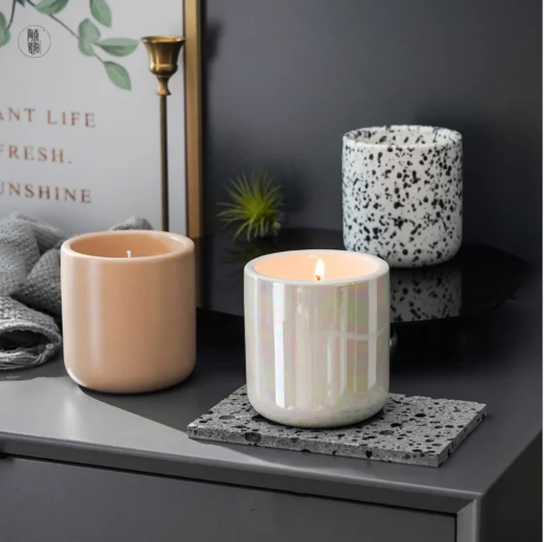 Custom Iridescent Candle Jar Wedding Matte Speckled Candle Vessel