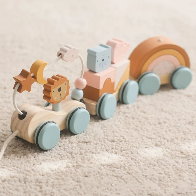 New Arrival Wooden Dragging Car Toys Kids Montessori Toys Preschool Early Learning Educational Toys for Children Toddlers