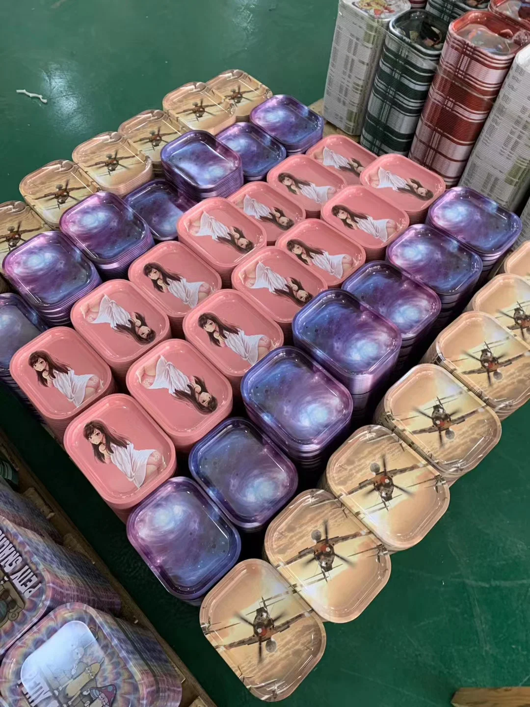 Custom Wholesale Smoke Tin Tray Set Metal Rolling Tray With