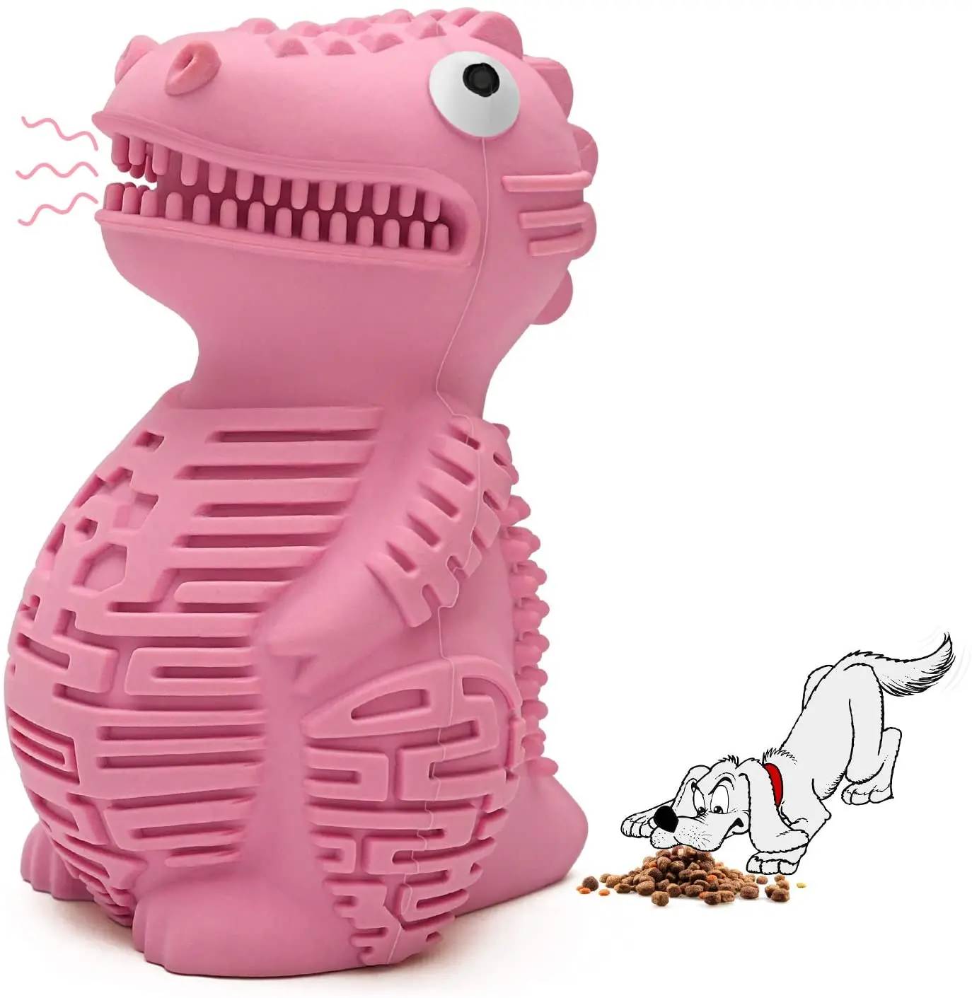 Dinosaur Shape Interactive Treat Dogs Toys For Large Medium Small Dogs Fun To Chew,Chase And